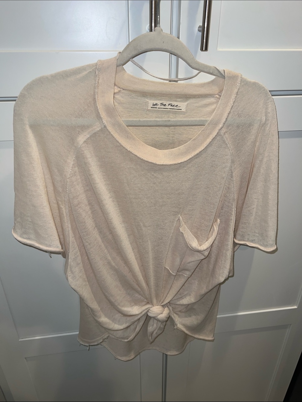 We The Free Cream Knot-Front Pocket Tee